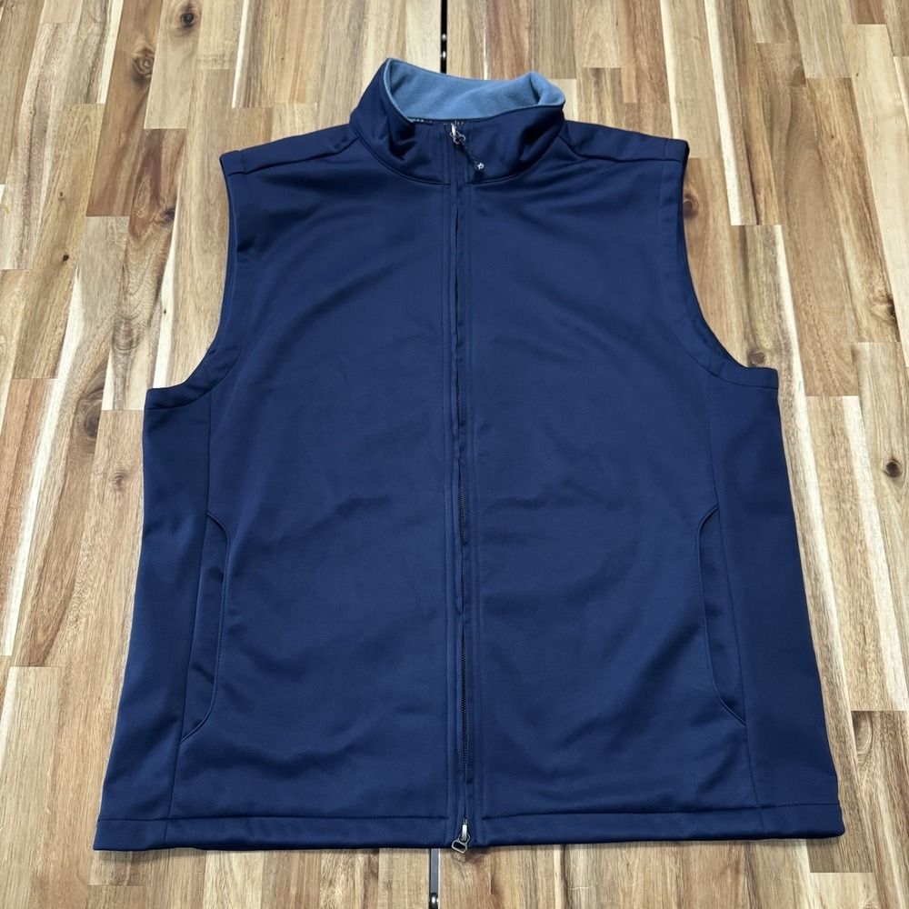 Southern Tide Vest Mens M Blue Softshell Fleece Lined Full Zip Golf Preppy Frat